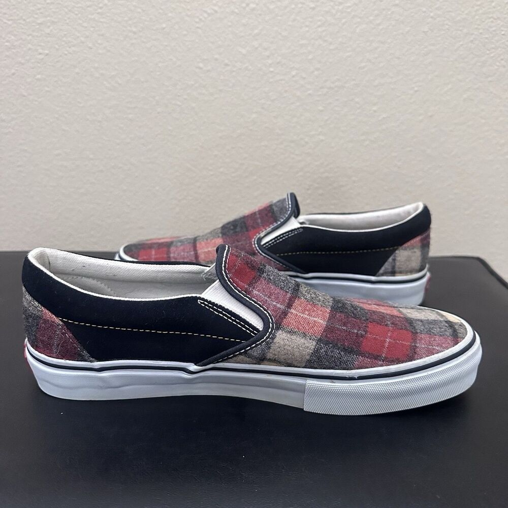 Vintage Pendleton Vans Wool Slip on Shoes Men’s 9.5 Baked Apple Navy Sneakers - Picture 9 of 16